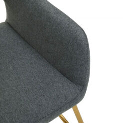 Penrose Grey Fabric Open Back Tub Dining Chair With Gold Metal Legs