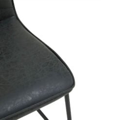 Perth Industrial Black Faux Leather Dining Chair With Black Metal Legs
