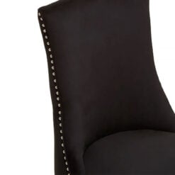Ramsey Black Velvet Tufted Studded Dining Chair With Black Legs