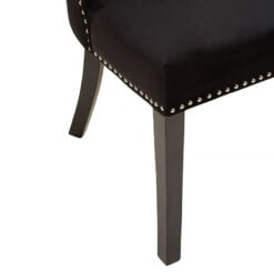 Ramsey Black Velvet Tufted Studded Dining Chair With Black Legs