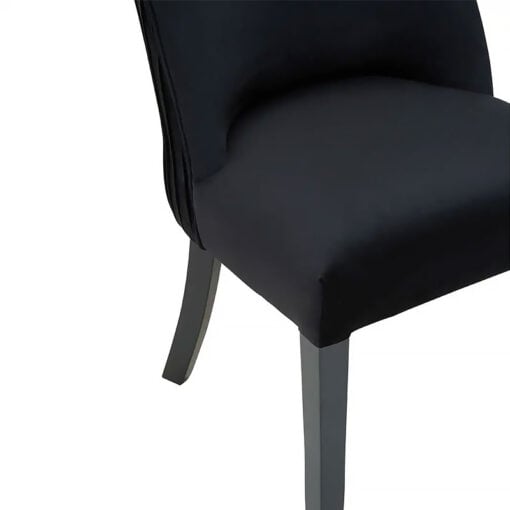 Set Of 2 Rhodes Black Velvet Armless Curved Back Dining Chairs