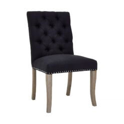Set Of 2 Richmond Black Linen Studded Tufted Armless Dining Chairs