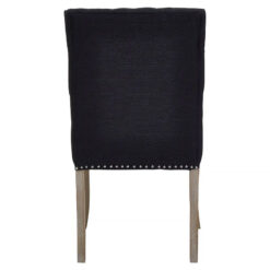 Richmond Black Linen Studded Tufted Armless Dining Chair