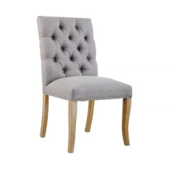 Richmond Grey Linen Studded Tufted Armless Dining Chair