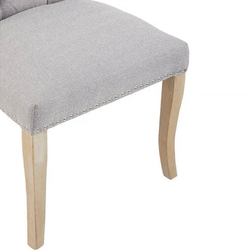 Set Of 2 Richmond Grey Linen Studded Tufted Armless Dining Chairs