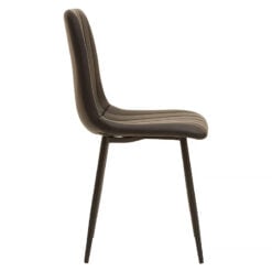 Scandi Nordic Black PU Faux Leather Dining Chair With Black Legs
