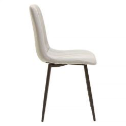 Scandi Nordic Light Grey PU Faux Leather Dining Chair With Black Legs