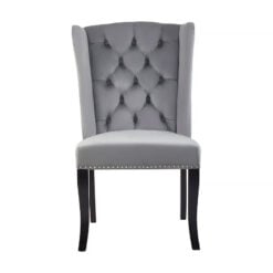 Sevilla Grey Velvet Wingback Studded High Back Dining Chair