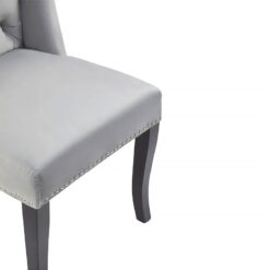 Sevilla Grey Velvet Wingback Studded High Back Dining Chair