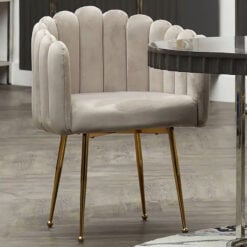 Shelley Mink Velvet Scalloped Shell Dining Chair With Gold Legs