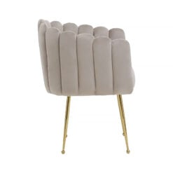 Shelley Mink Velvet Scalloped Shell Dining Chair With Gold Legs