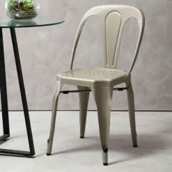 Set Of 4 Sonoma Champagne Steel Metal Industrial Stackable Dining Chairs