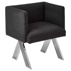 Stanford Textured Black Fabric Dining Chair With Chrome Legs