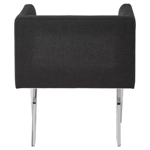 Stanford Textured Black Fabric Dining Chair With Chrome Legs