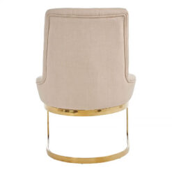 Topeka Natural Linen Buttoned Back Dining Chair With Gold Legs