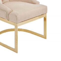 Topeka Natural Linen Buttoned Back Dining Chair With Gold Legs