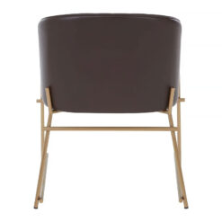 Tribeca Brown Faux Leather Tub Dining Chair With Brass Legs
