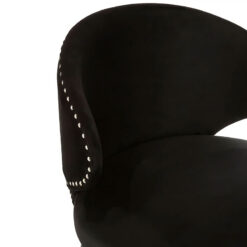 Tucson Black Velvet Curved Studded Dining Chair With Chrome Legs