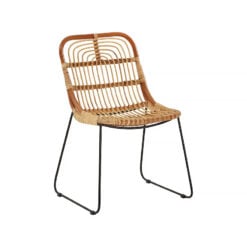 Arden Natural Rattan And Black Metal Dining Chair