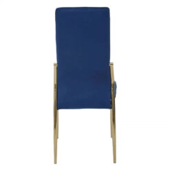 Brody Blue Velvet Armless High Back Dining Chair With Gold Legs