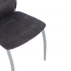 Brody Grey Velvet Armless High Back Dining Chair With Chrome Legs