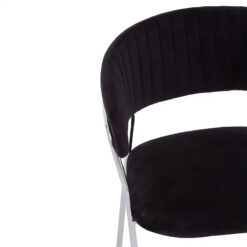 Caledonia Black Velvet Tub Open Back Dining Chair With Chrome Legs