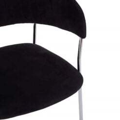 Caledonia Black Velvet Tub Open Back Dining Chair With Chrome Legs