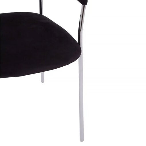 Set Of 2 Caledonia Black Velvet Tub Open Back Dining Chairs With Chrome Legs