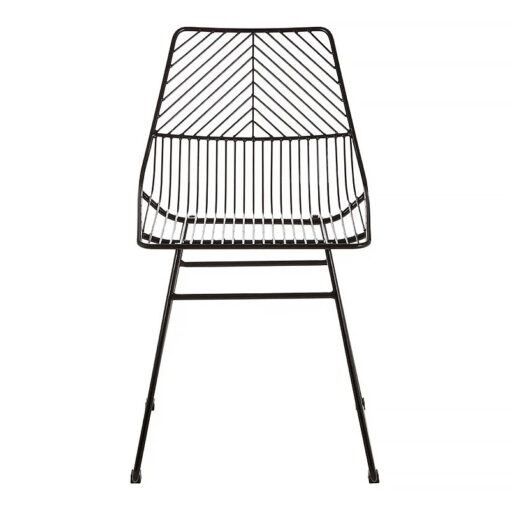 Set Of 2 Clancy Industrial Black Metal Wire Dining Chairs