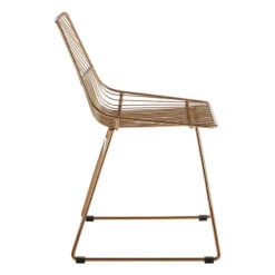 Clancy Industrial Gold Metal Wire Dining Chair