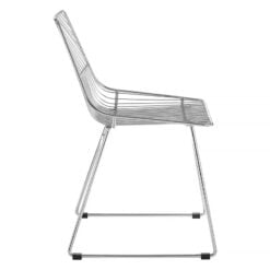Clancy Industrial Silver Chrome Metal Wire Dining Chair