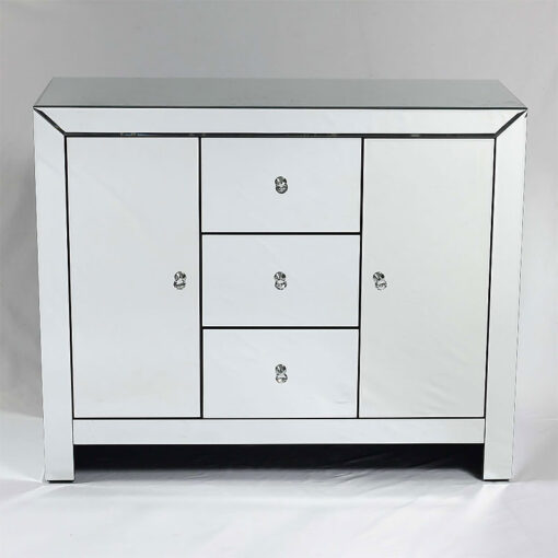 Classic Mirror Mirrored Glass 2 Door 3 Drawer Sideboard Chest Cabinet