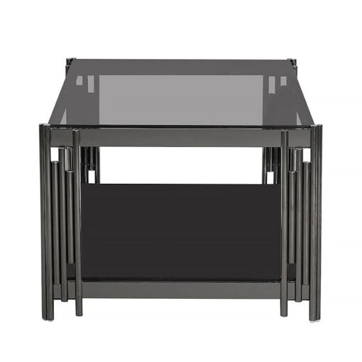Colton Black Gunmetal Steel And Smoked Glass Coffee Table