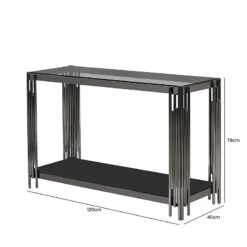 Colton Black Gunmetal Steel And Smoked Glass Console Hallway Table