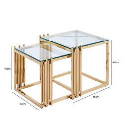 Colton Gold Metal And Clear Glass Set Of 2 Nesting Side Tables