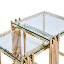 Colton Gold Metal And Clear Glass Set Of 2 Nesting Side Tables