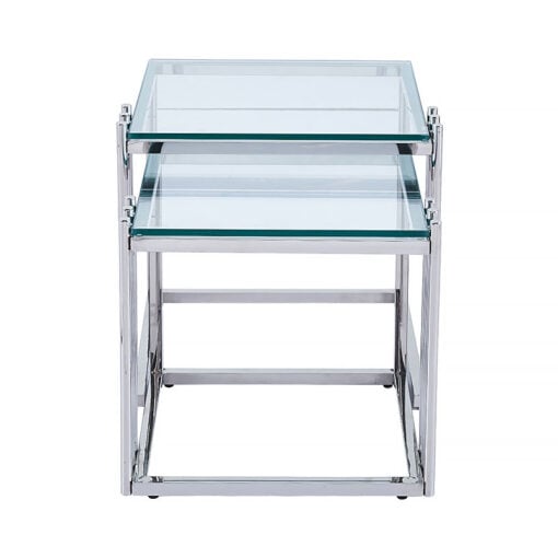 Colton Stainless Steel And Clear Glass Set Of 2 Nesting Side Tables
