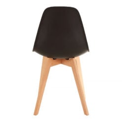 Scandi Nordic Black Plastic Armless Dining Chair With Wood Legs