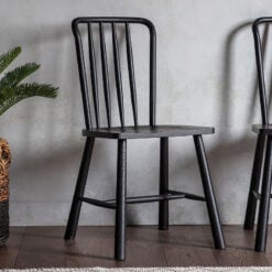 Scandi Nordic Design Solid Black Oak Spindle Back Dining Chair