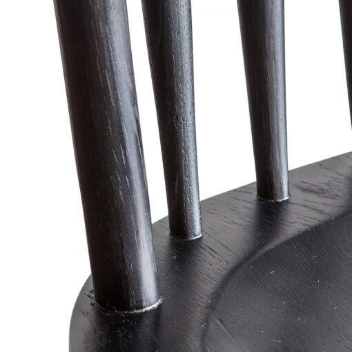 Set Of 2 Scandi Nordic Design Solid Black Oak Spindle Back Dining Chairs