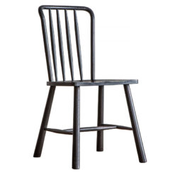 Scandi Nordic Design Solid Black Oak Spindle Back Dining Chair