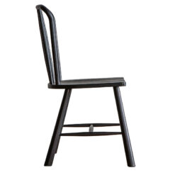 Scandi Nordic Design Solid Black Oak Spindle Back Dining Chair