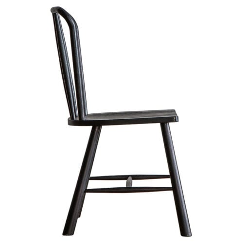 Set Of 2 Scandi Nordic Design Solid Black Oak Spindle Back Dining Chairs