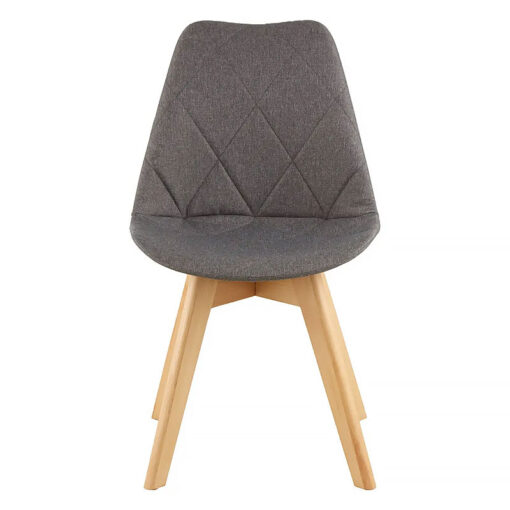 Set Of 2 Scandi Nordic Grey Fabric Armless Dining Chairs With Wood Legs