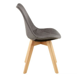 Scandi Nordic Grey Fabric Armless Dining Chair With Wood Legs