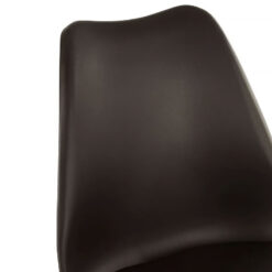 Scandi Retro Black Plastic And Faux Leather Dining Chair With Wood Legs