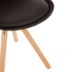 Scandi Retro Black Plastic And Faux Leather Dining Chair With Wood Legs
