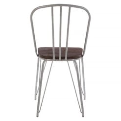 Set Of 2 Beatrix Industrial Grey Metal And Elm Wood Dining Chairs