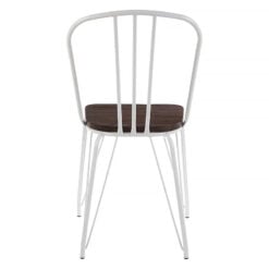 Set Of 2 Beatrix Industrial White Metal And Elm Wood Dining Chairs