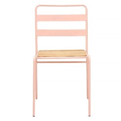 Set Of 2 Imogen Pastel Pink Metal And Elm Wood Dining Chairs